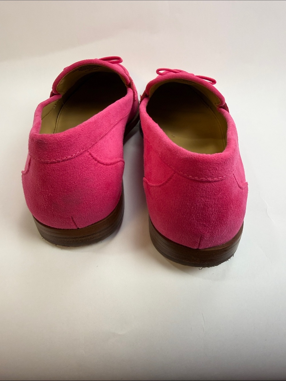 J. Crew Women's Synthetic Suede Bow Loafers in Sweet Fuchsia Size 8.5 - Picture 4 of 13